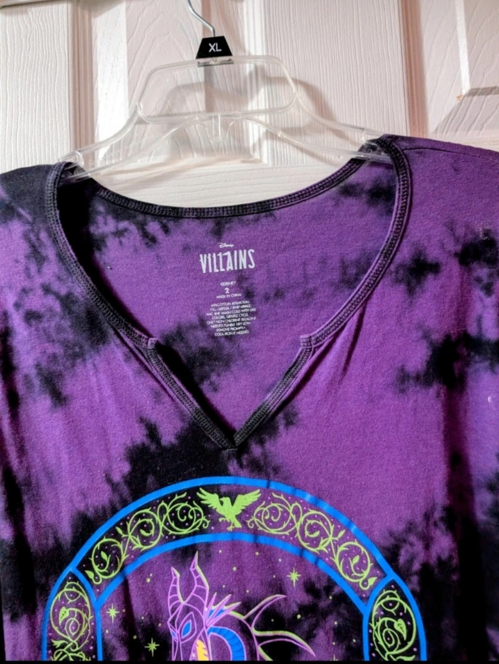 Torrid Disney Villains Women's Maleficent Graphic T Shirt Black Tie Dye Quote Te - Picture 4 of 9